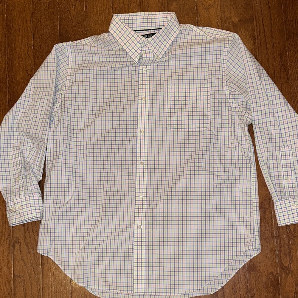 Ralph Lauren Men's Plaid Shirt - White and Blue